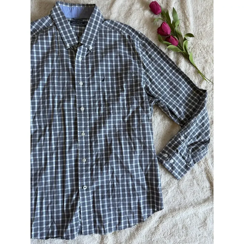 Nautica Plaid Dress Shirt XL - Picture 2 of 6